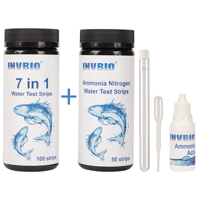 Invbio 7 in 1 Fisch-Aquarium-Wasserprobe streift Ammoniak-Stickstoff-Test-Ausrüstung ab