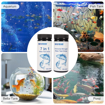 Invbio 7 in 1 Fisch-Aquarium-Wasserprobe streift Ammoniak-Stickstoff-Test-Ausrüstung ab
