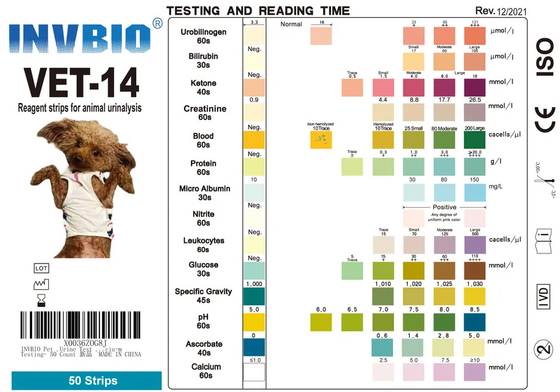 14 Parameter-Harnuntersuchungs-Test-Streifen untersuchen Urin-Glukose-Protein-Tiere